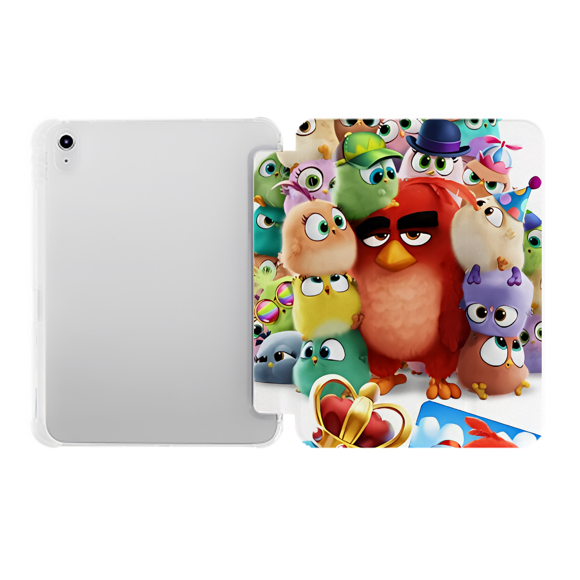 （画像用） Angry Birds アングリーバード IPad ケース ペン収納付き 三つ折りスタンド PUレザー×シリコン 対応機種9.5/10.5/10.9インチ
